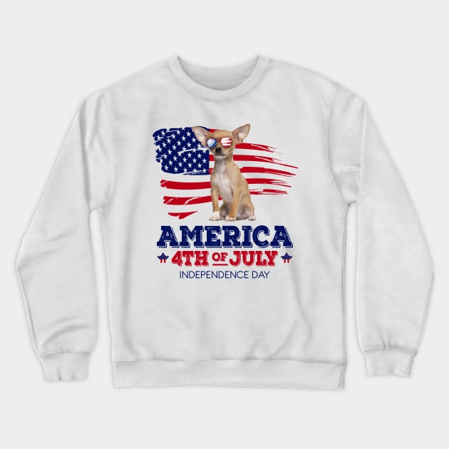 Chihuahua Flag USA - America 4th Of July Independence Day Crewneck Sweatshirt by bunnierosoff21835